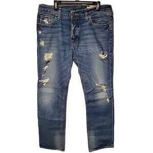 Mens‎ 36x32 HOLLISTER HUNTINGTON Low Rise Slim Straight Button Fly Jeans